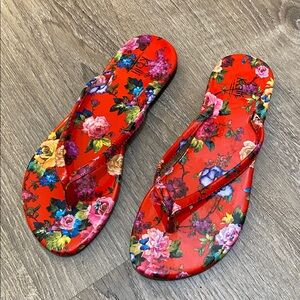 Kalli • SZ. 8 flip flops • floral red